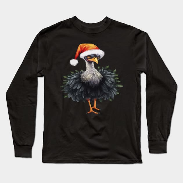 Ostrich Christmas Long Sleeve T-Shirt by JH Mart